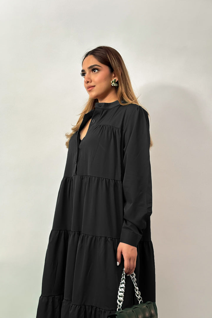 Starlit Black Tiered Dress