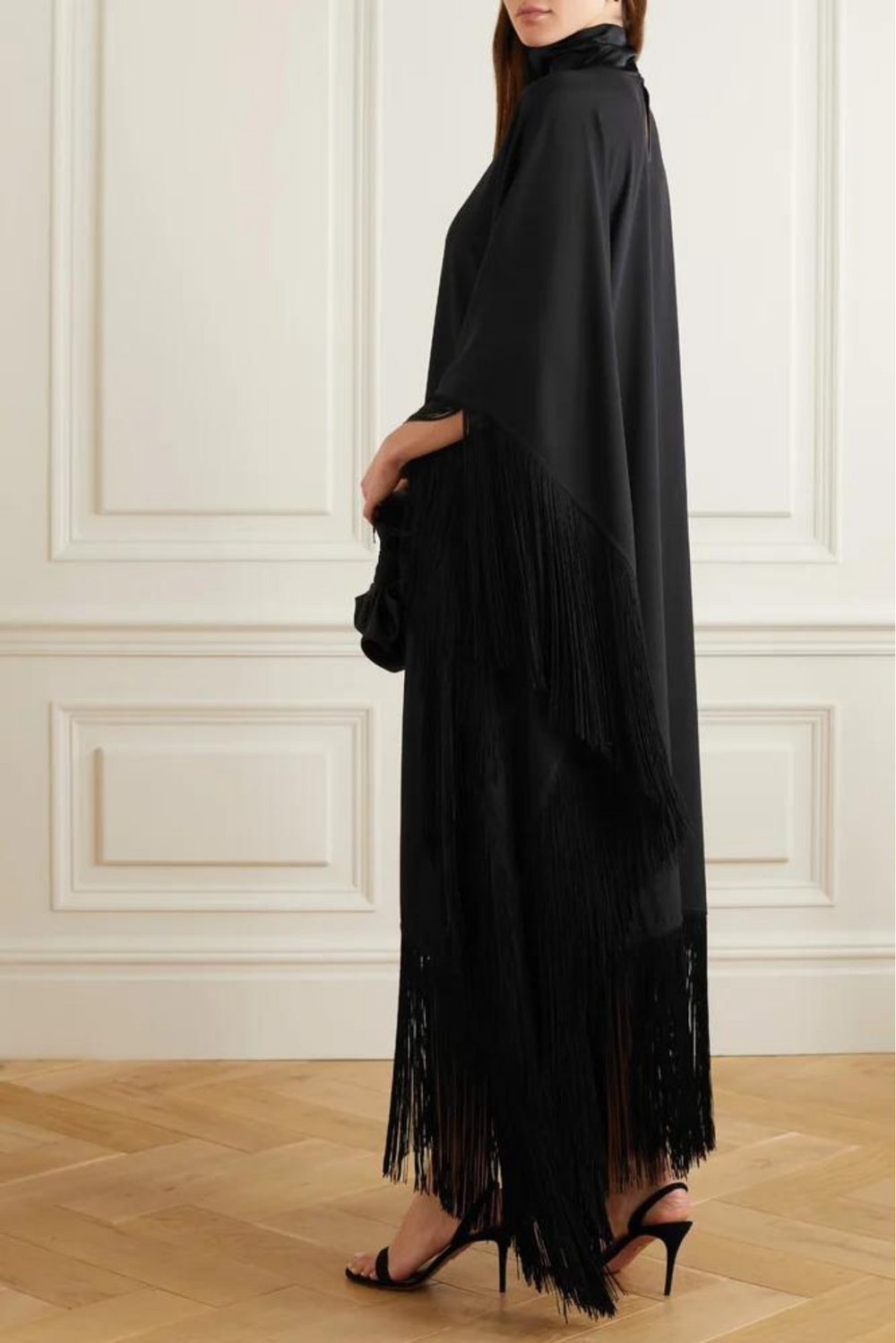 Full Length Black Kaftan Dress For Vacation Wear