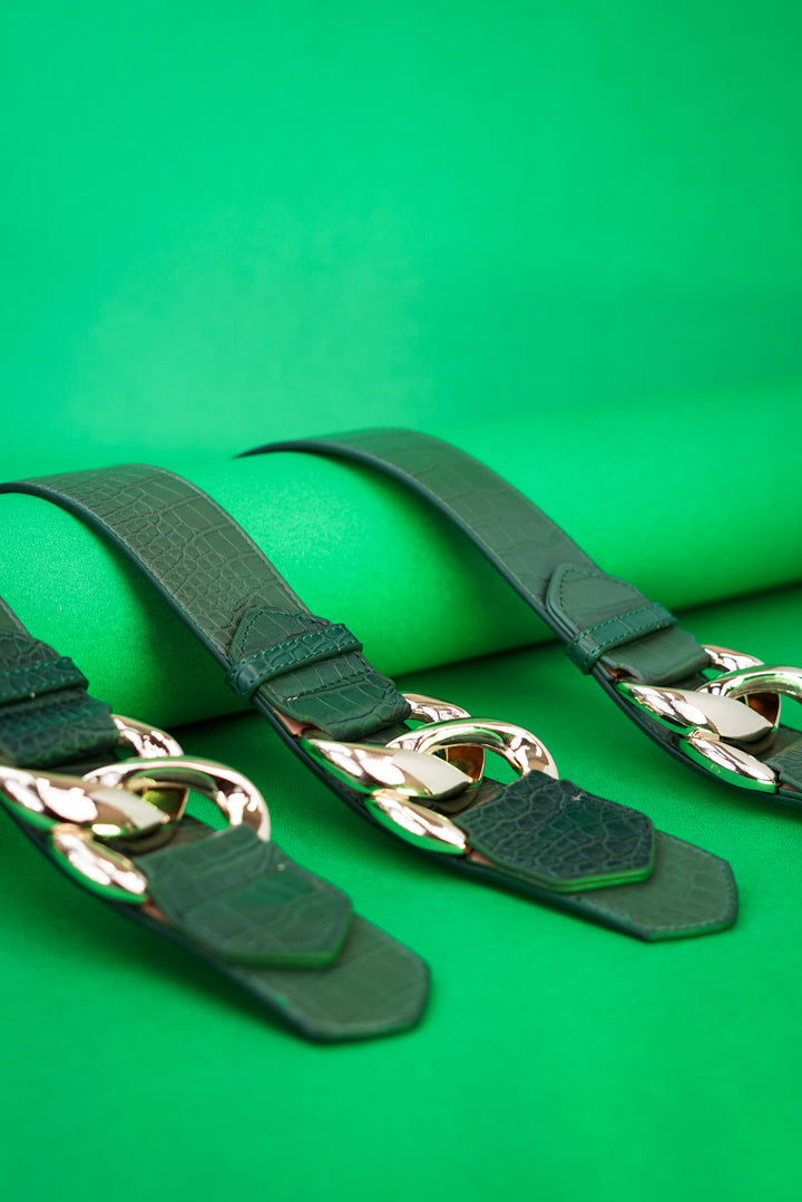 Exclusive crocodile textured belt for women's attire