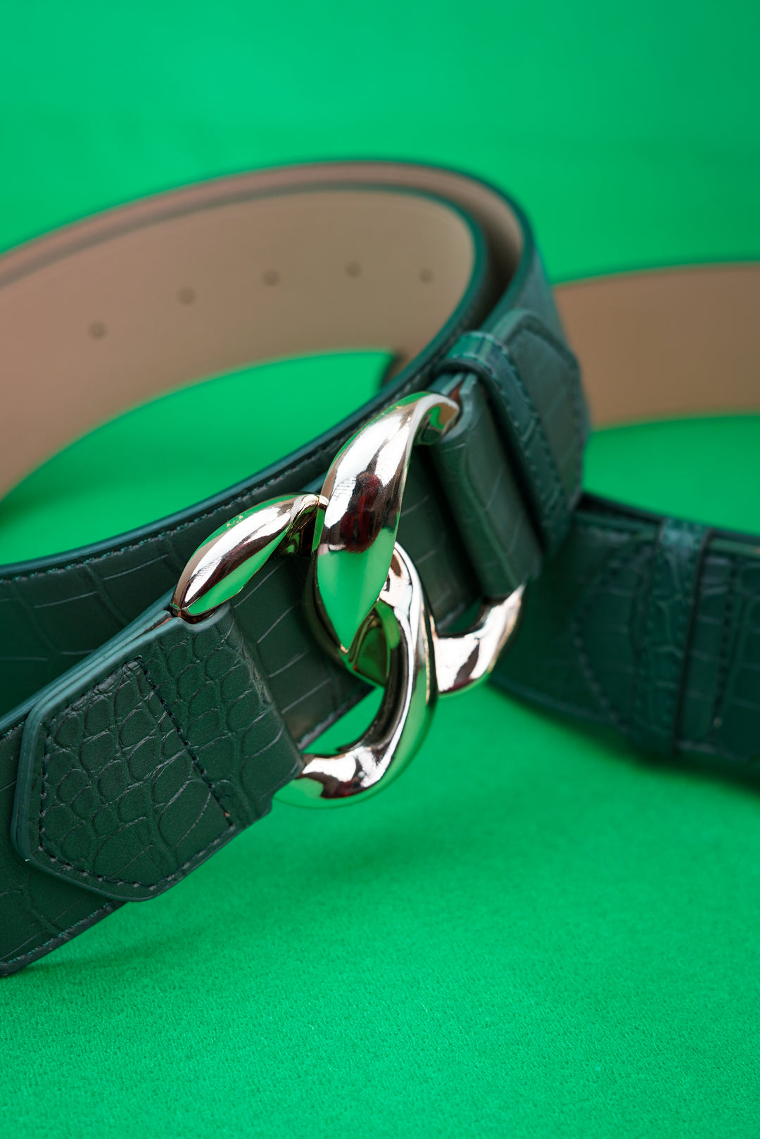 crocodile pattern leather belt for her