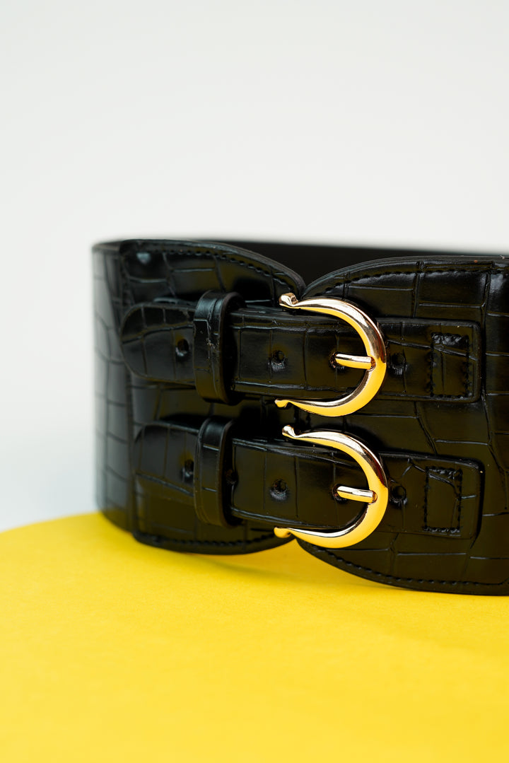 Unique Cameo Belt with Double Buckle Closure
