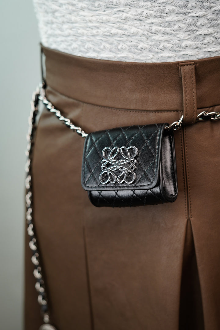 Charmingly Chic Mini Bag on Sleek Chain Waist Belt