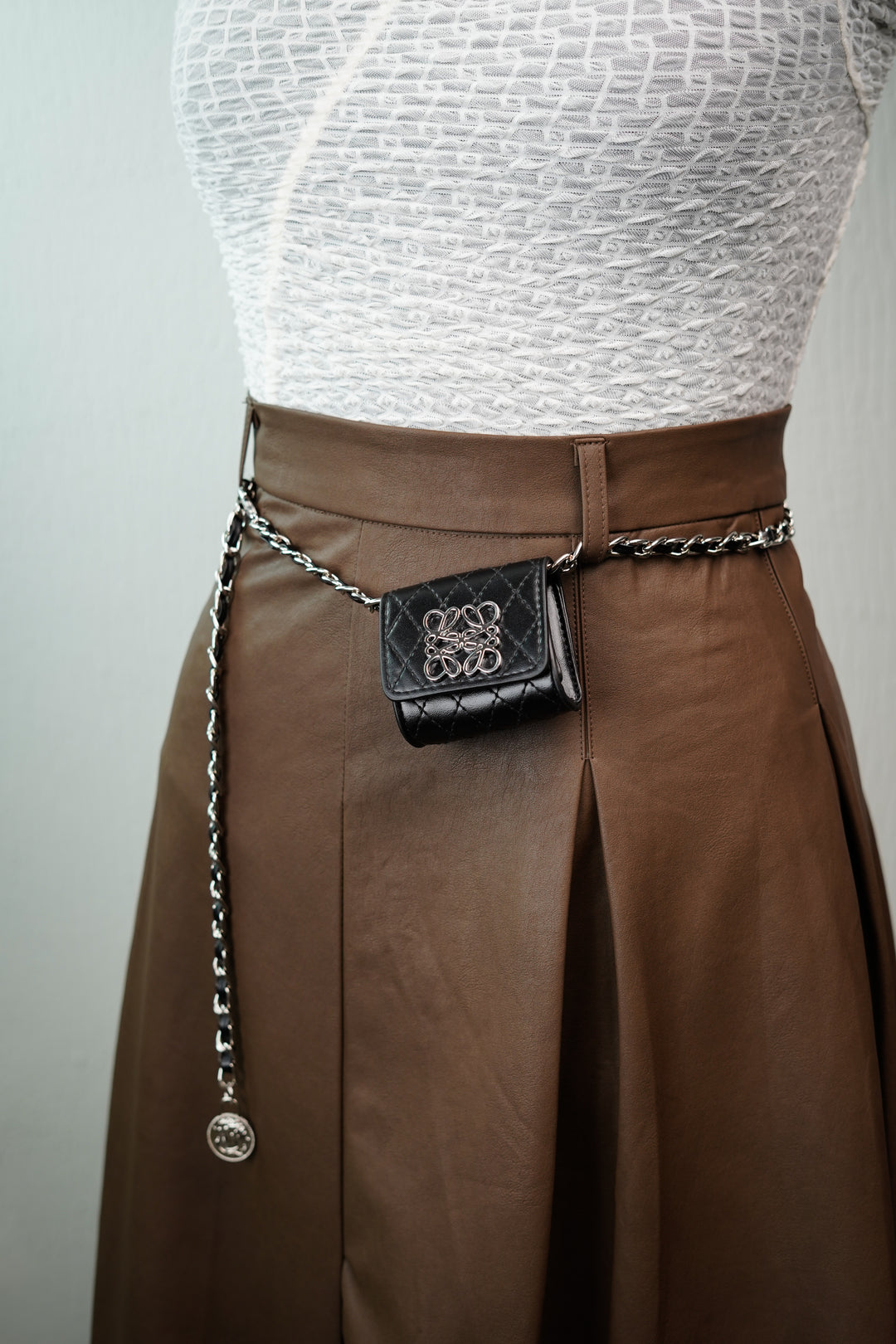 Dress Up Your Waistline Chain Belt with Attached Mini Satchel