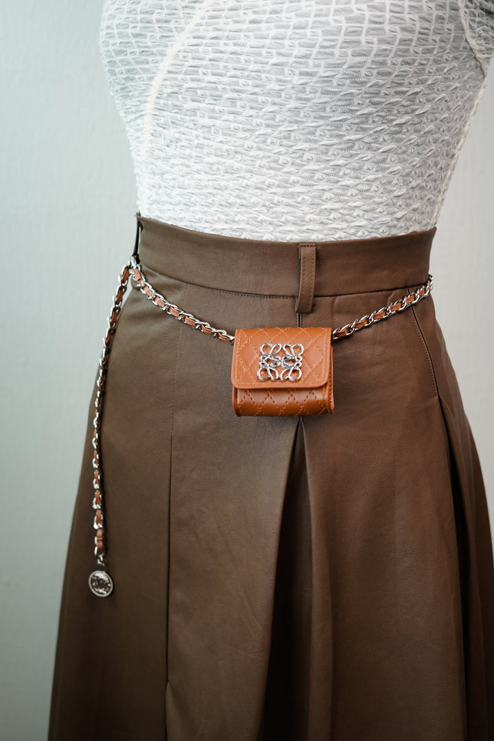 Elegant Waist Belt with Dainty Attached Mini Clutch