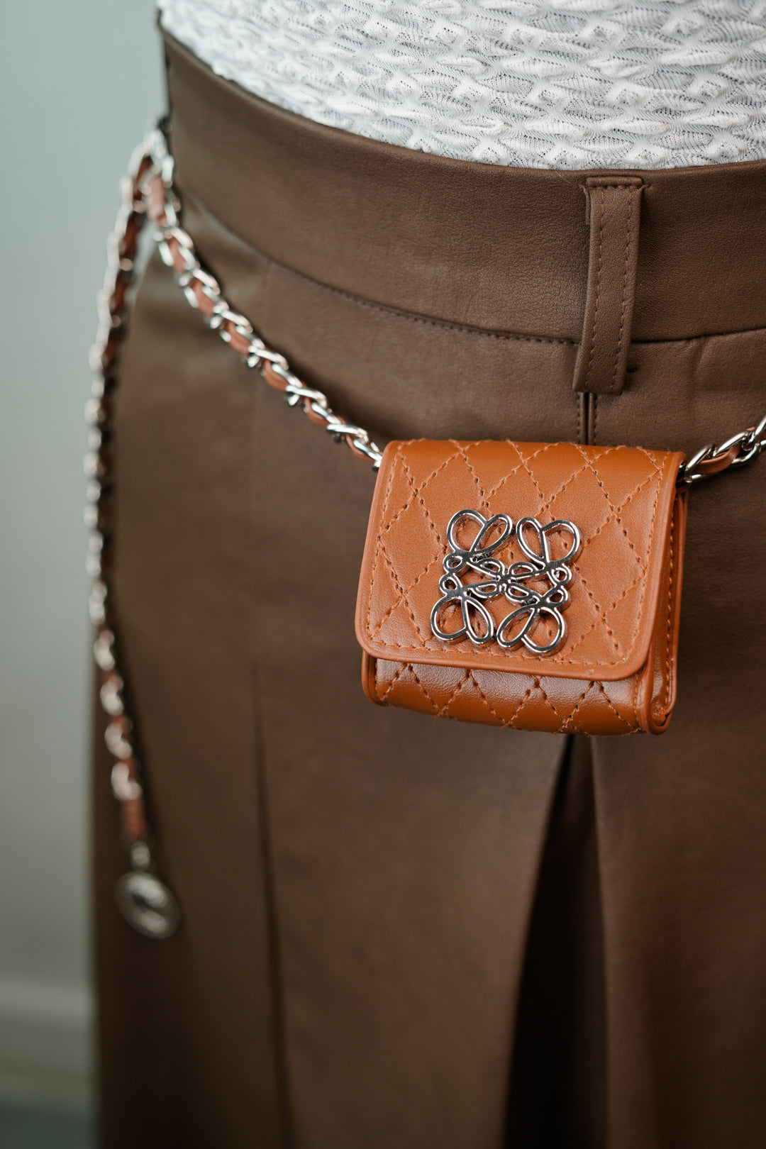 Women's Fashion Sleek Chain Waist Belt and Mini Bag