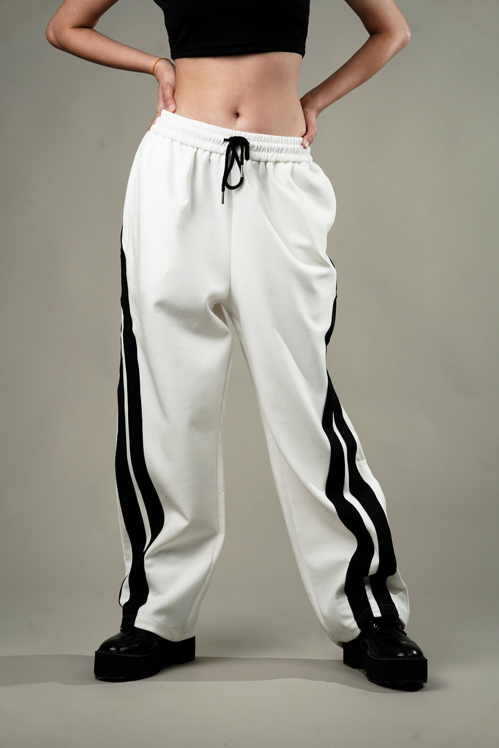 Relaxed fit polyester blend sweatpants