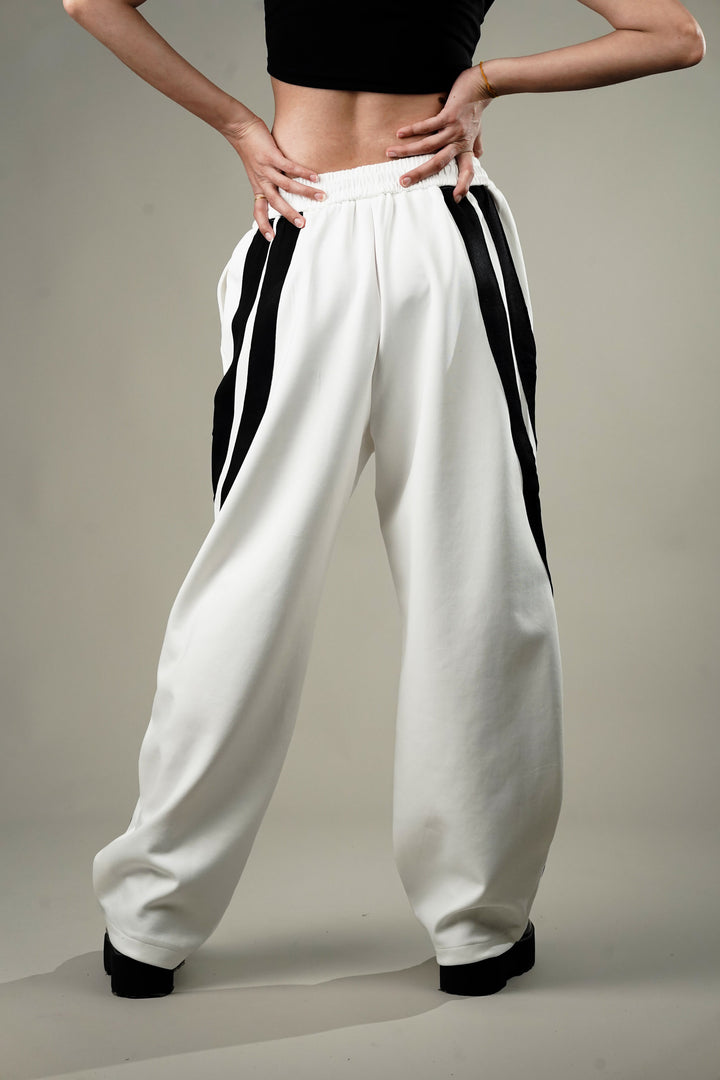 Stylish white pants with side stripes