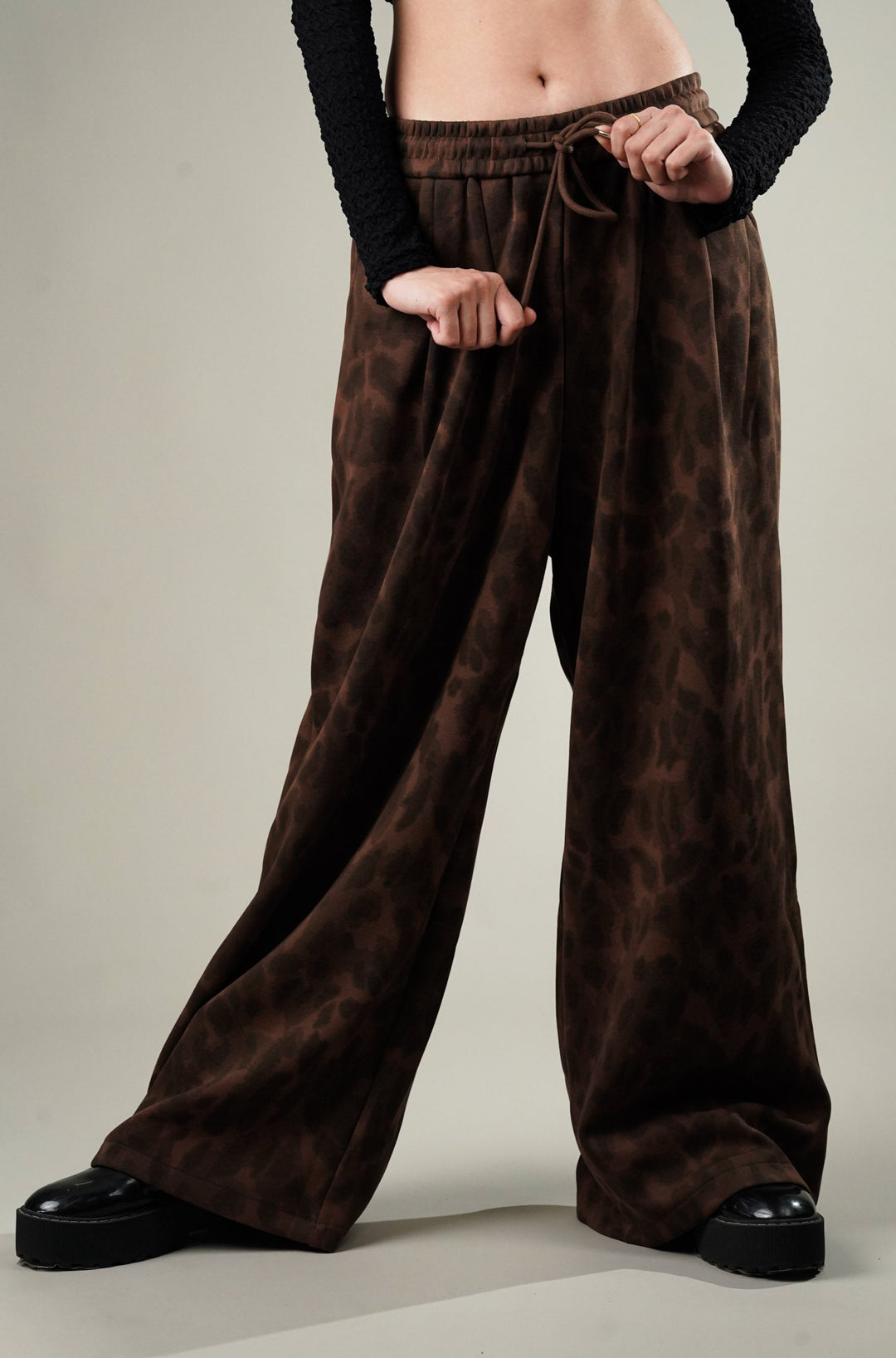Leopard Print Wide Leg Sweatpants for Women