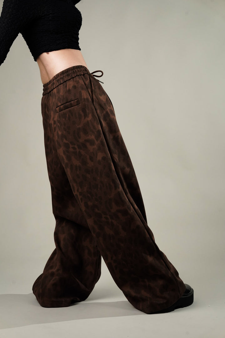 Polyester Blend Leopard Print Sweatpants