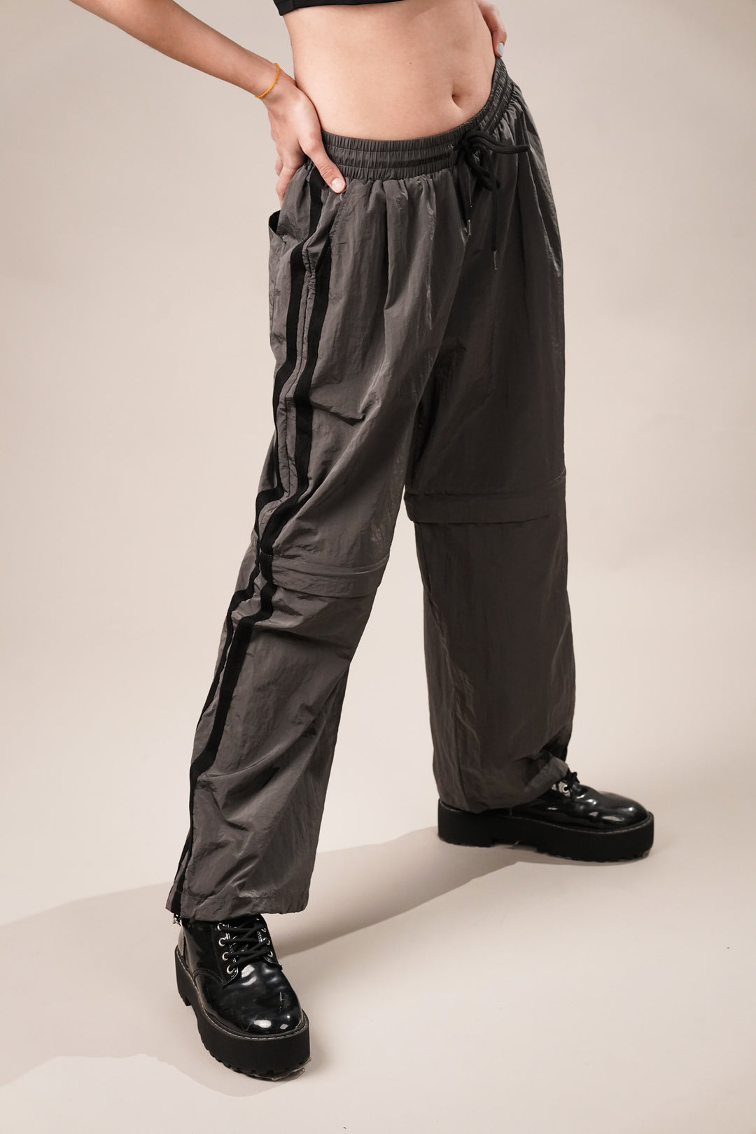 relaxed fit polyester blend bottoms