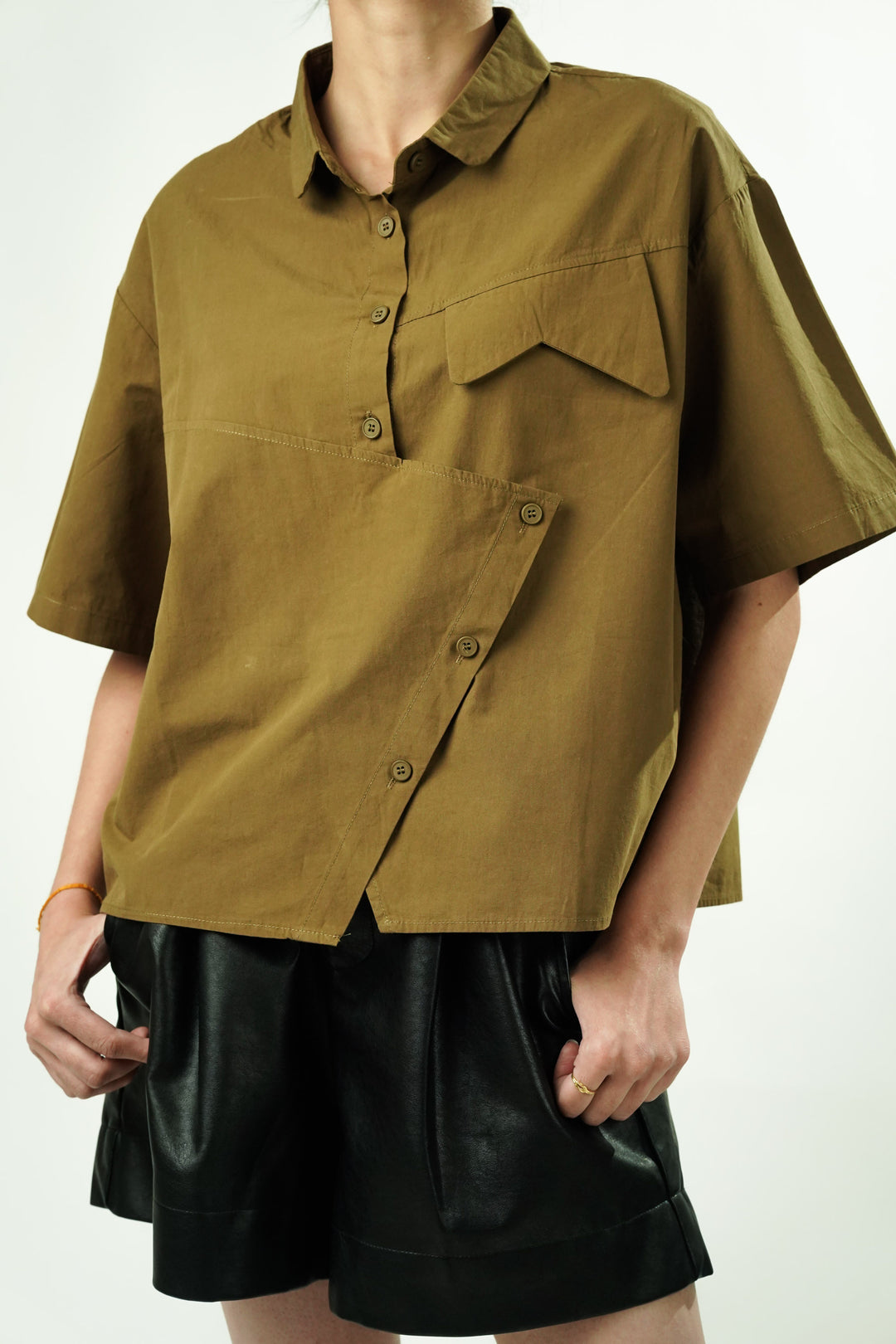 Oversized olive green shirts for women