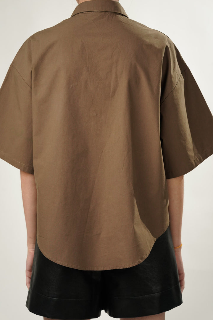Brown oversized shirt for women