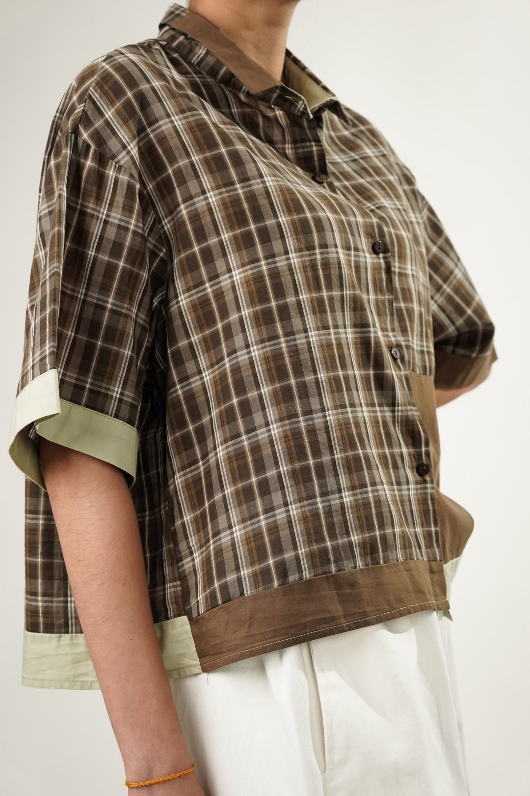 Trendy patched plaid shirts for streetwear