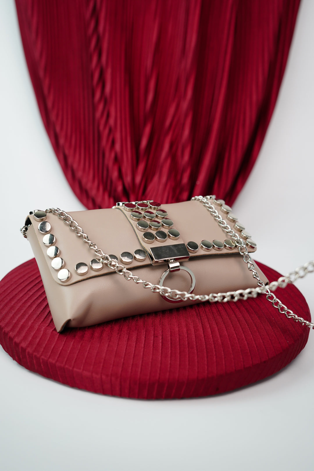 Chic Studded Waist Pouch in Buff Shade