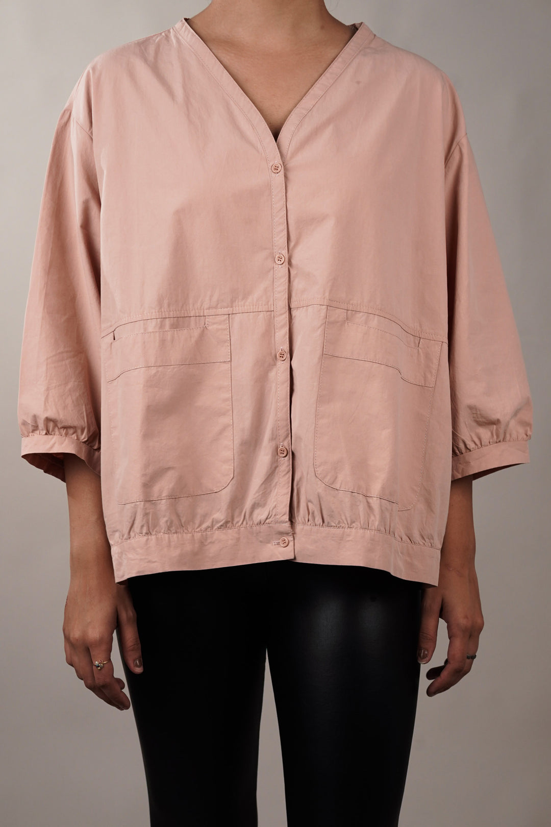 Soft cotton blend pink oversized shirt for women