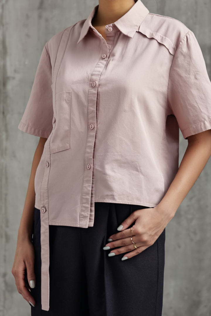 Peach Extended Flap Cotton Shirt