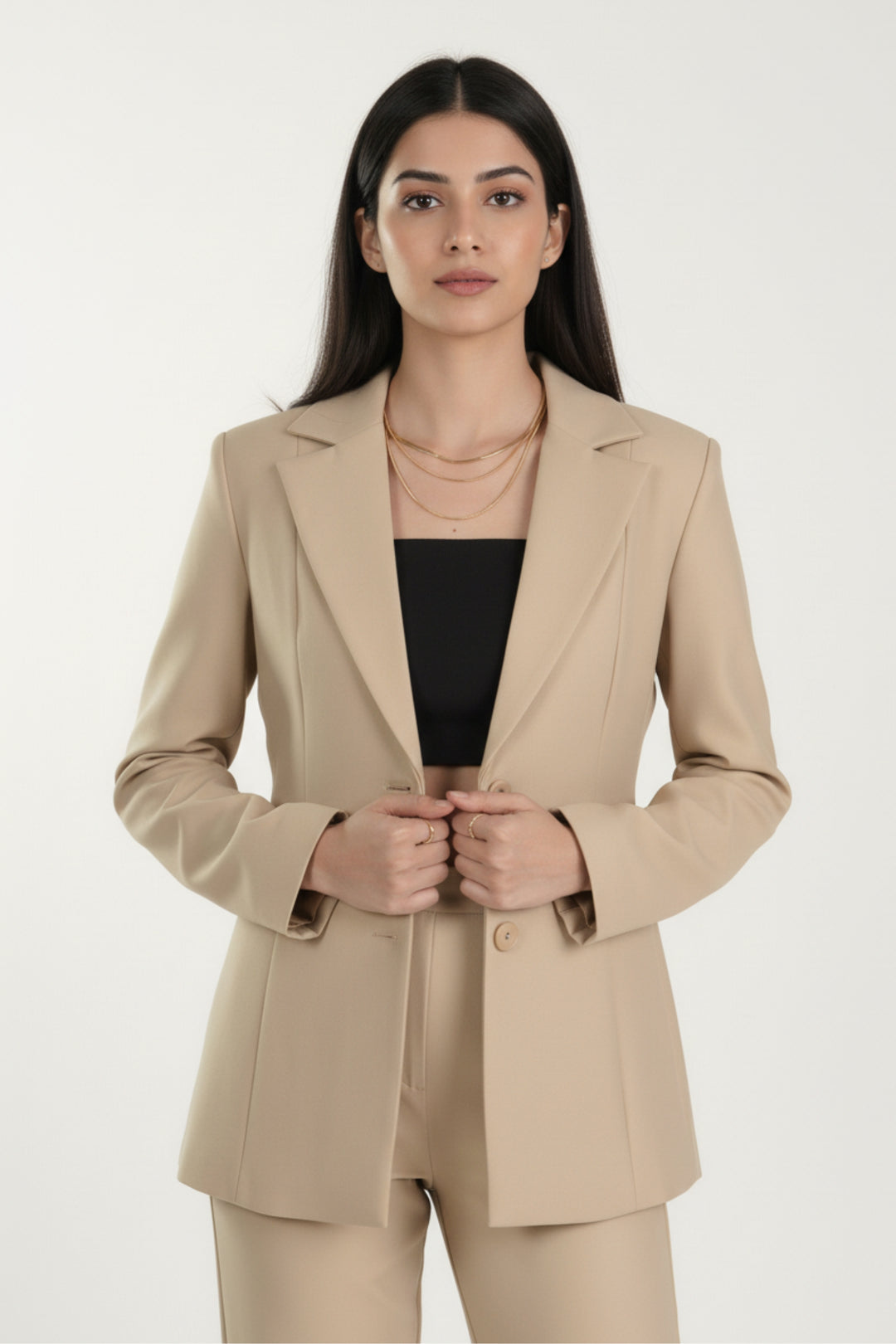 Semi Formal Dress Pant Suits Elegant Formal Beige Blazer For Women Tailored Fit Nolabels Semi Formal Dress Pant Suits Elegant Formal Beige Blazer For Women Tailored Fit Nolabels
