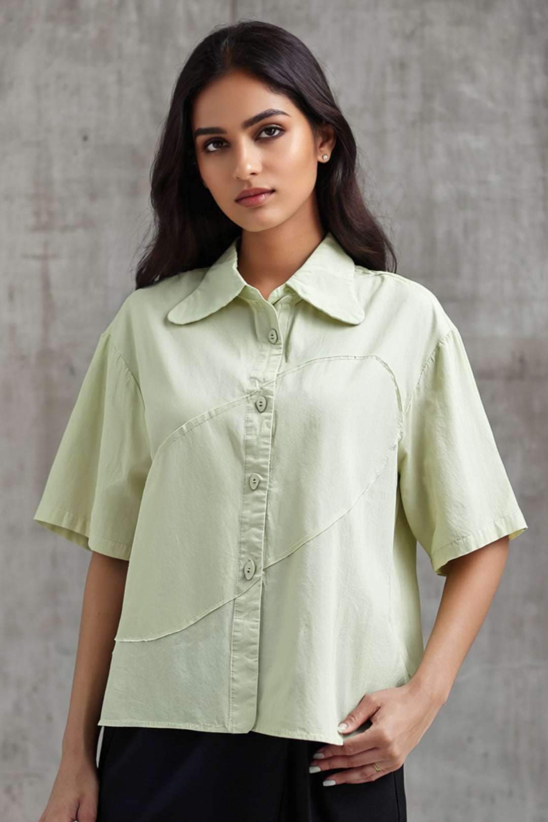 Lime Cream Cotton Shirt