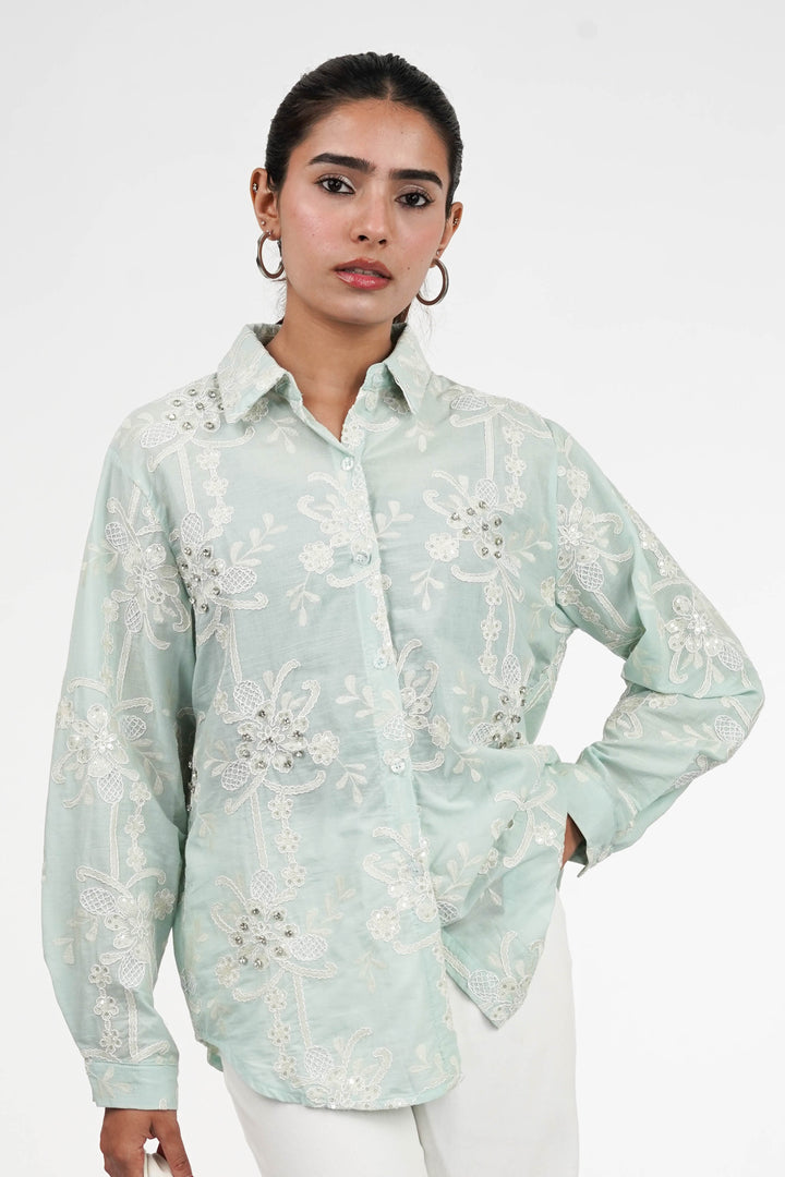 Mint Green Embellished Shirt