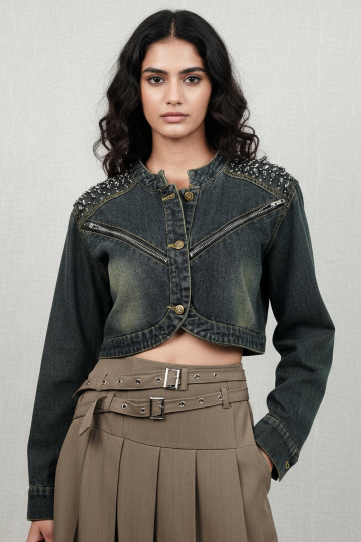Cropped Chain & Stitch Jacket
