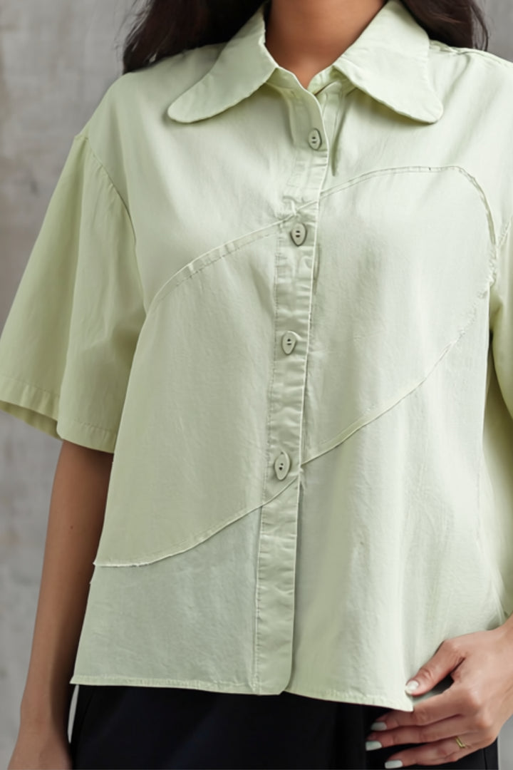 Lime Cream Cotton Shirt