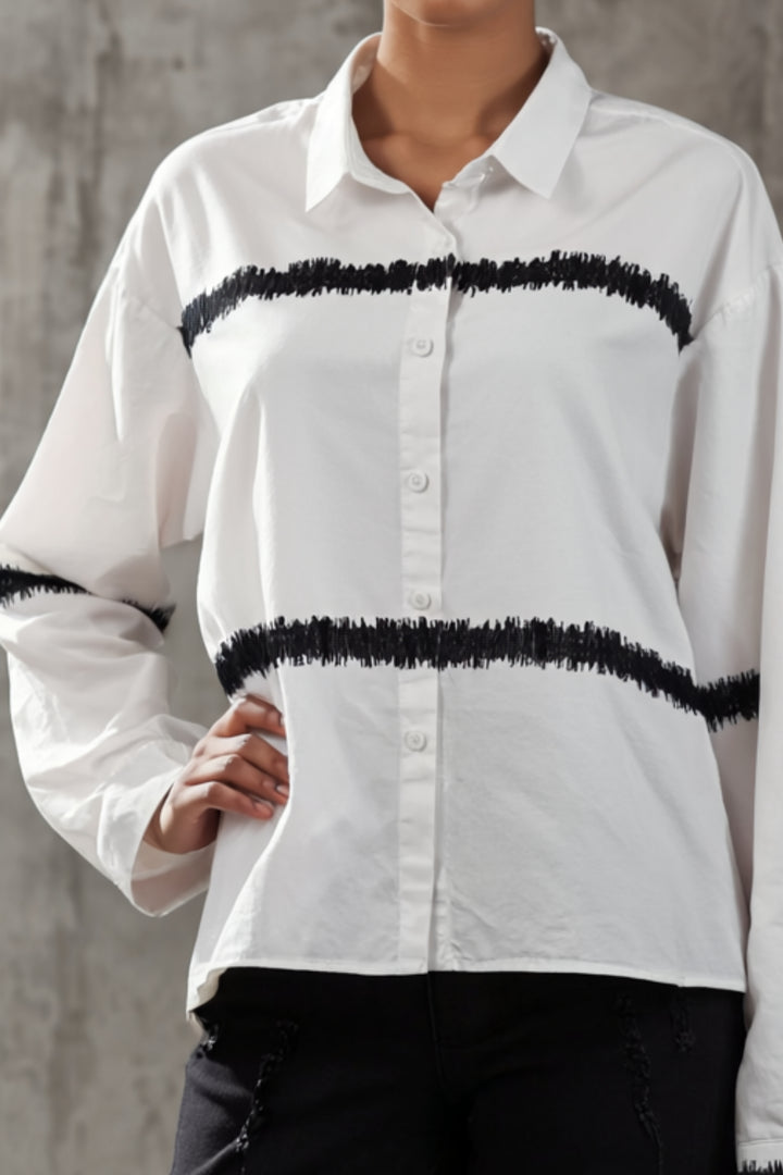 White Cotton Shirt With Fur Stitch