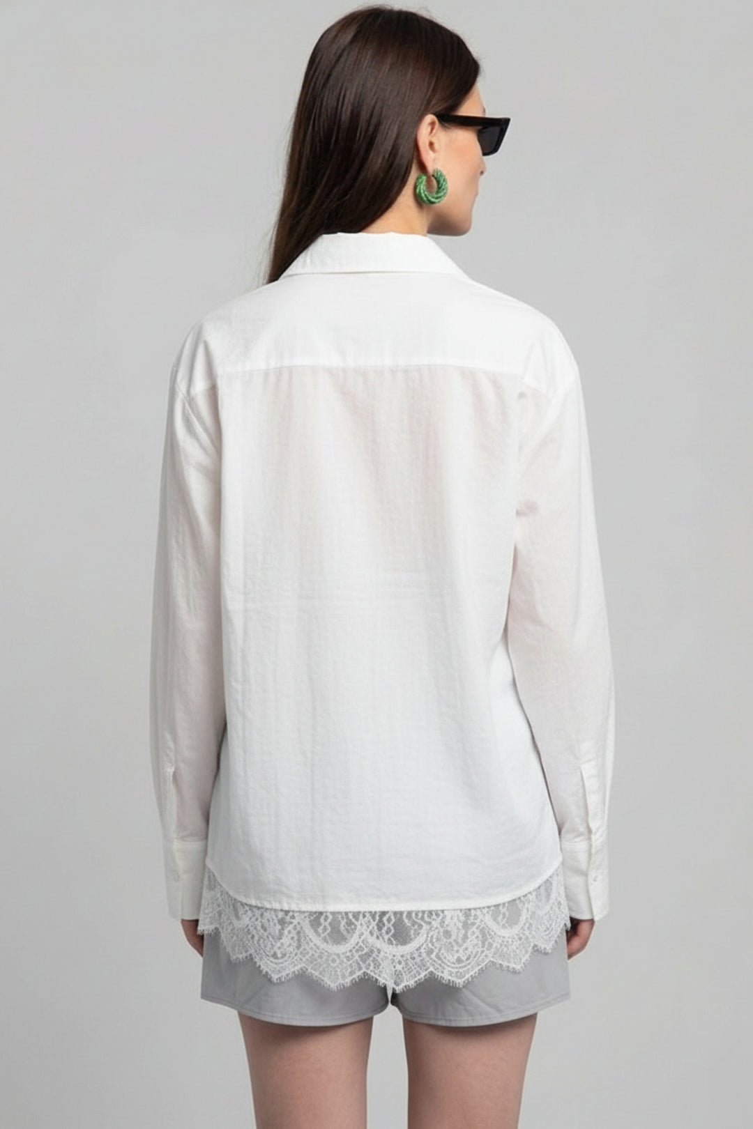 Sheer Lace Layered White Shirt