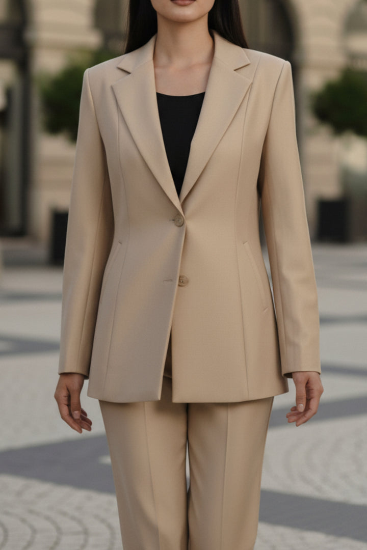 Beige Blazer and Pant Coord set