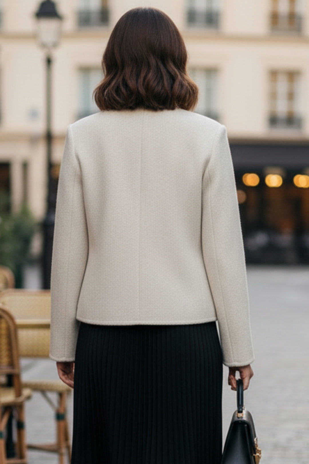 Soft Ivory Double-Sided Cashmere Blazer