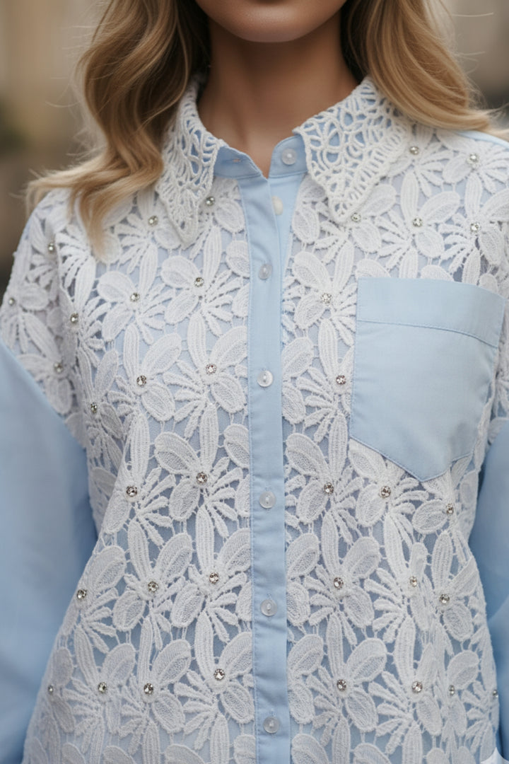 Daisy Blue Embroidered Shirt