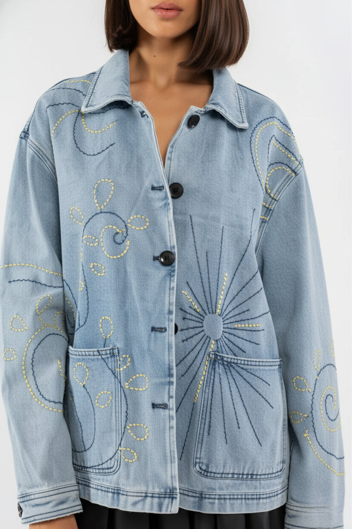 Skyline Stitch Denim Shacket