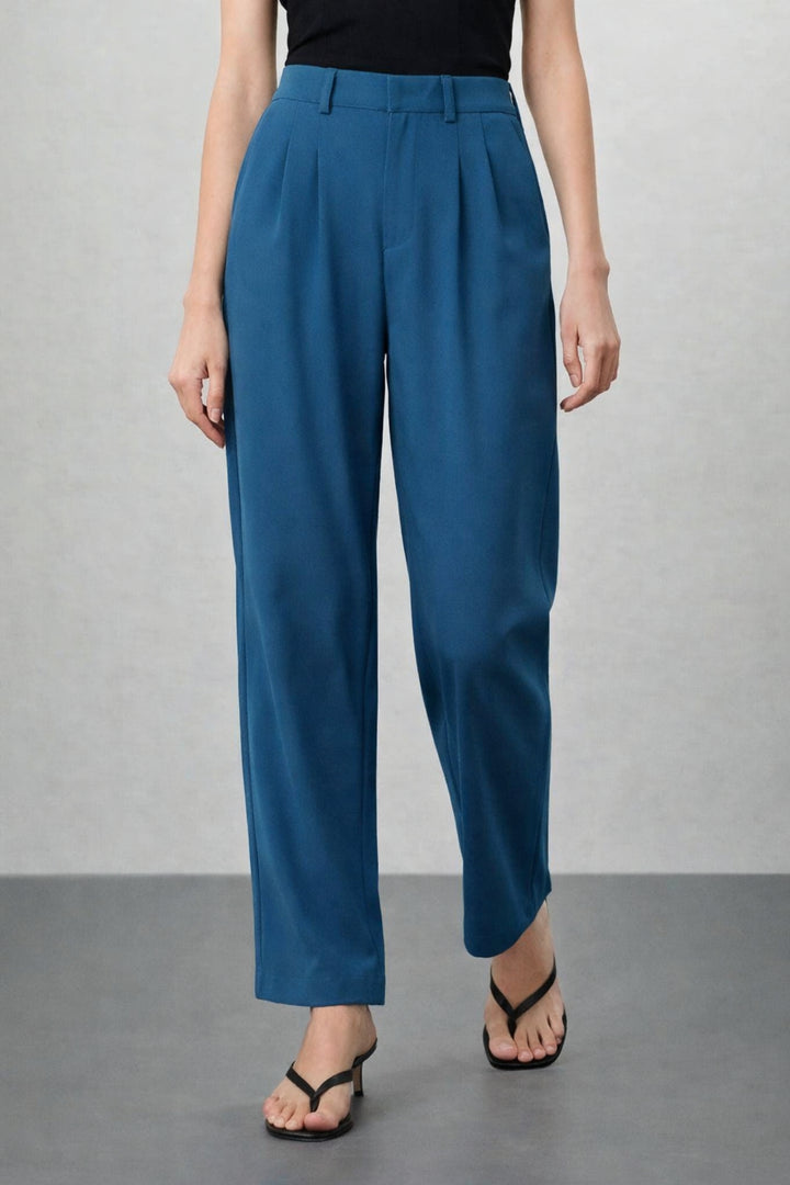 Straight Fit Blue Korean Trouser