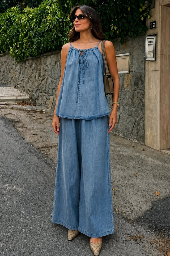 Dayflower Blue Denim Pant Co-ord Set