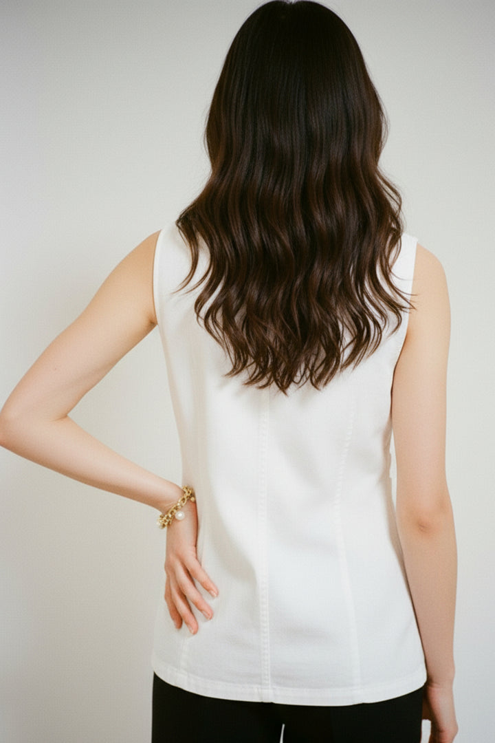 Crisp White Double-Breasted Vest