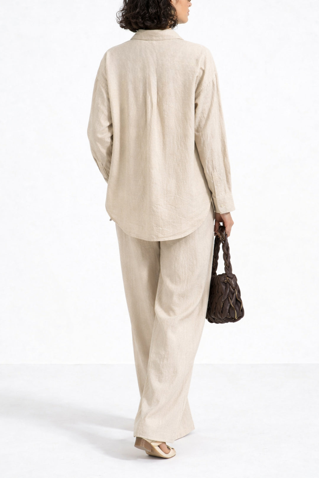 Beige Petal Embroidered  co-ord set