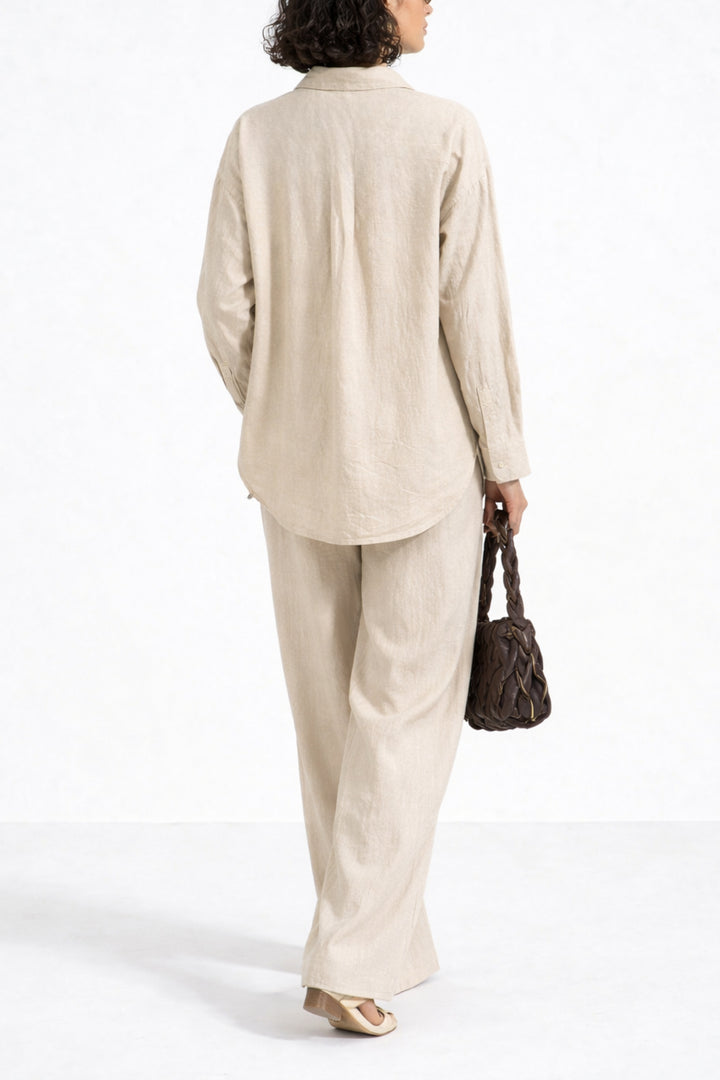 Beige Petal Embroidered  co-ord set