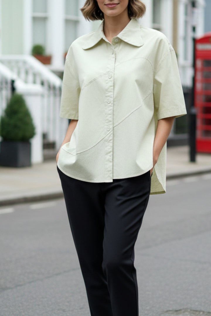 Lime Cream Cotton Shirt