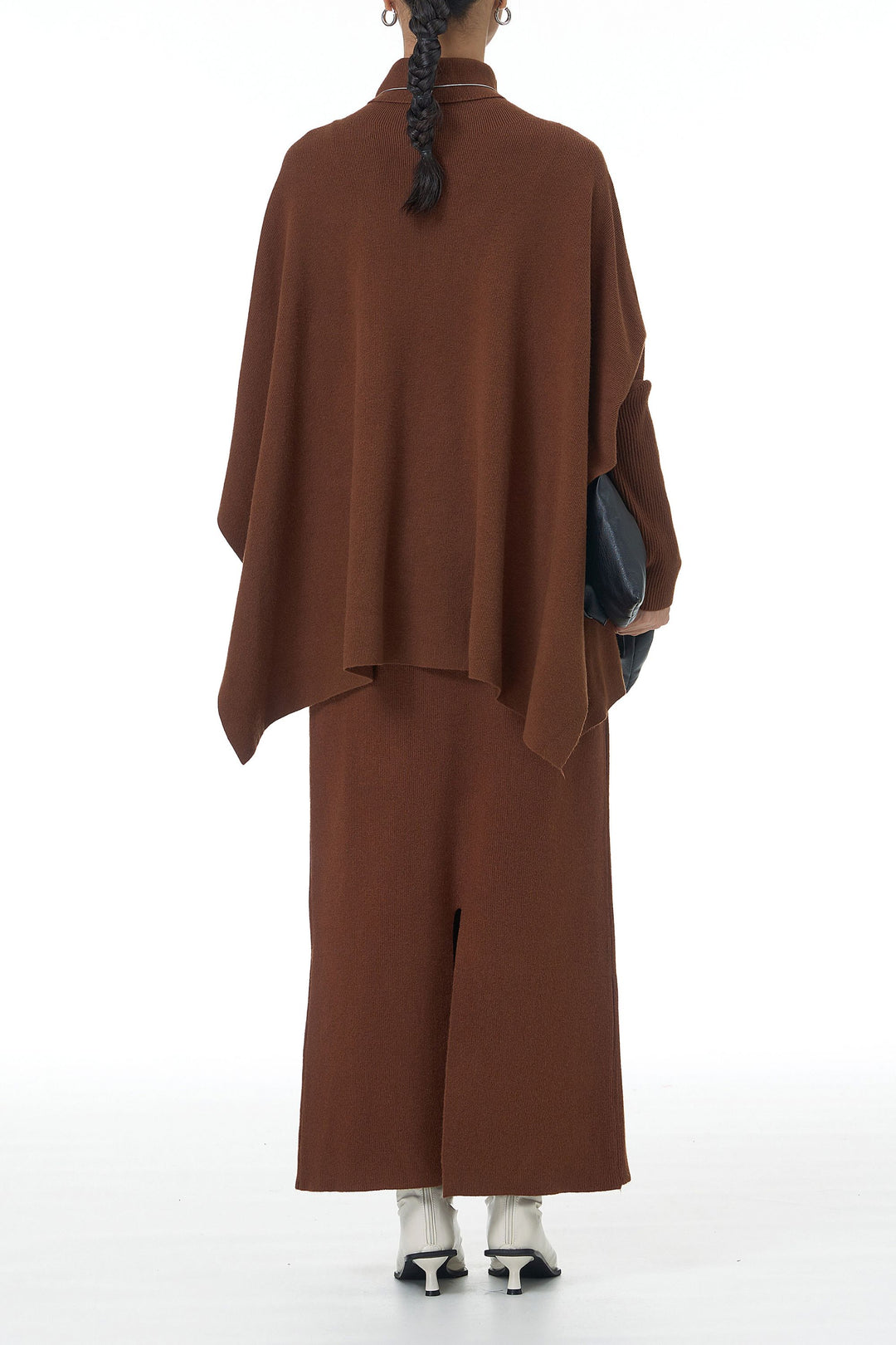 Trendy mocha kaftan outfit with slit skirt