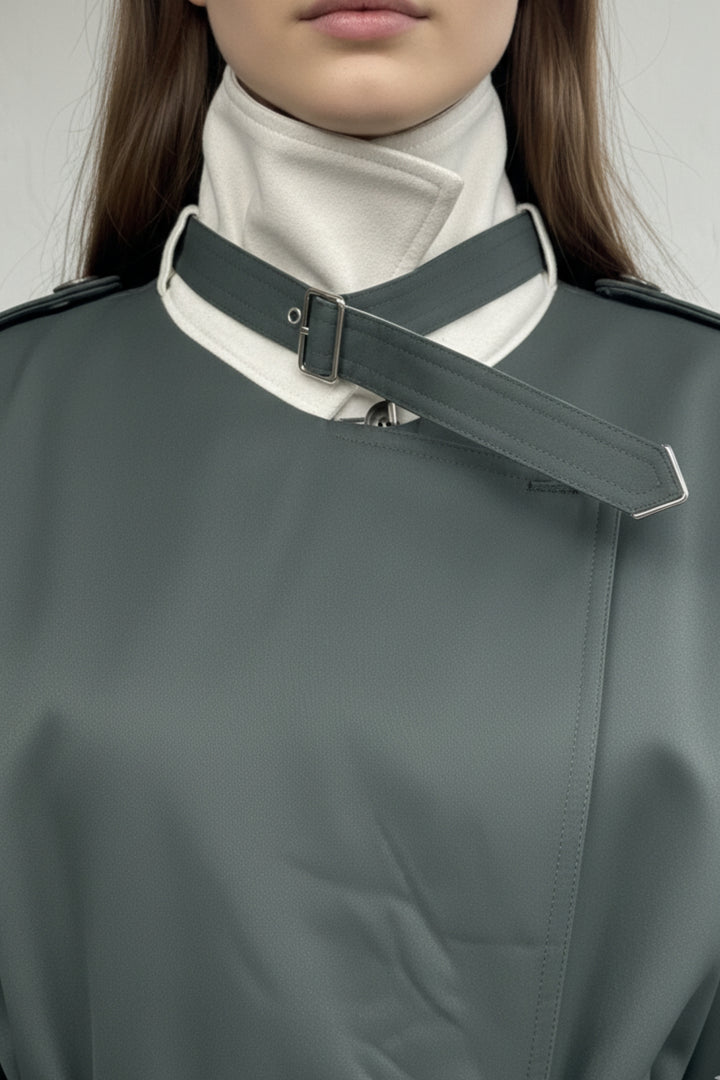 Moss Green Dual Belted Trench Coat