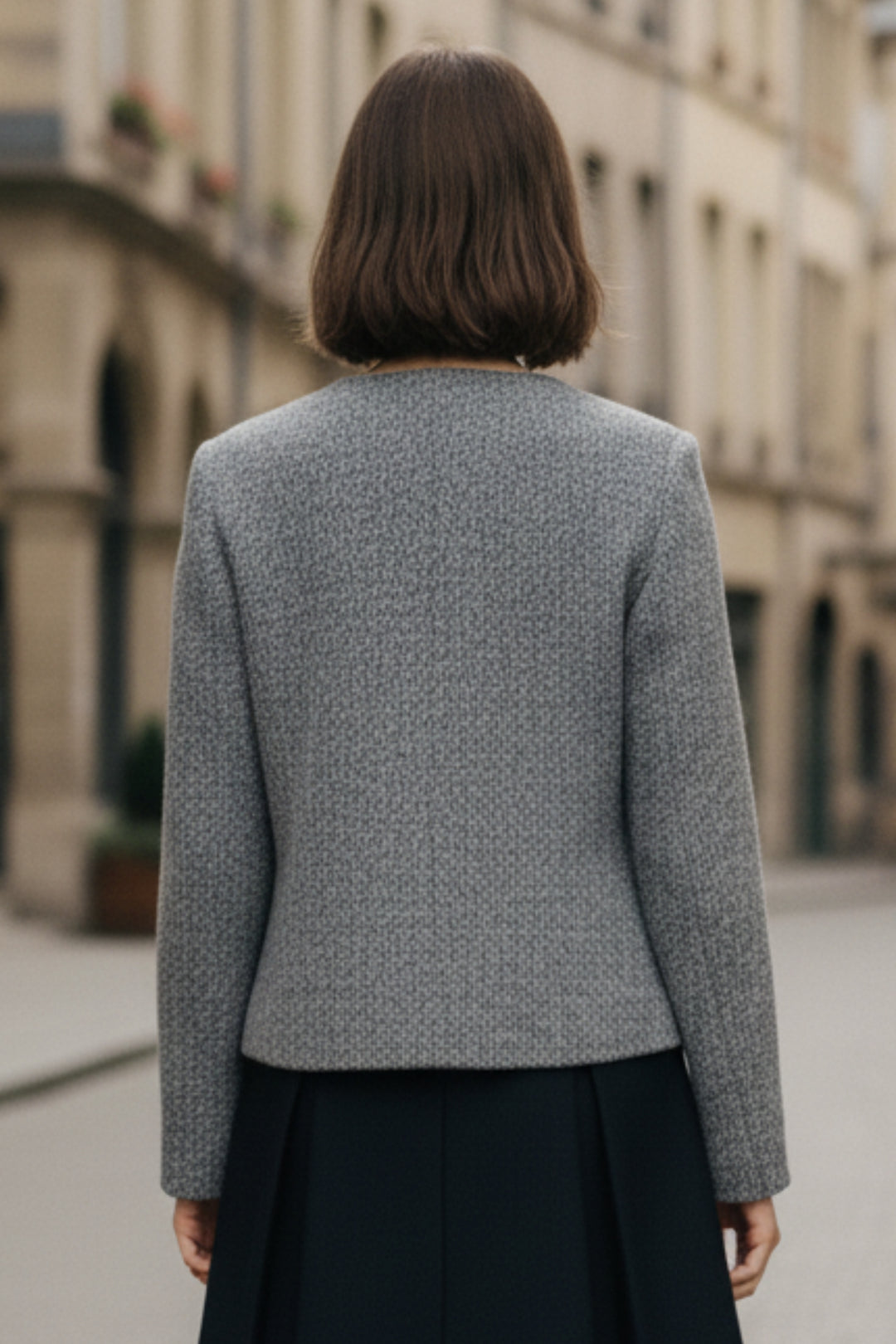 Ash Grey  Double-Sided Cashmere Buckle Blazer