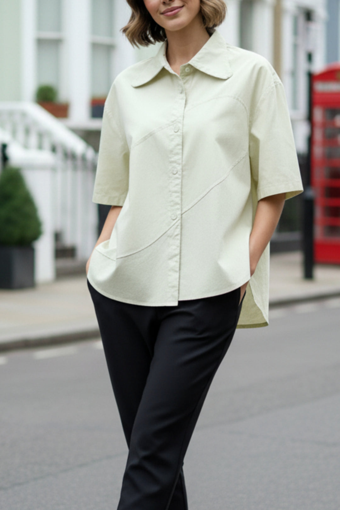 Lime Cream Cotton Shirt