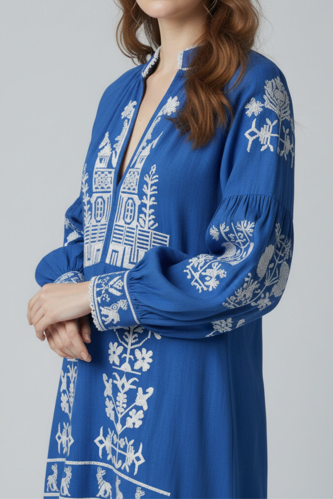 Embroidered Panelled Cotton Maxi Dress