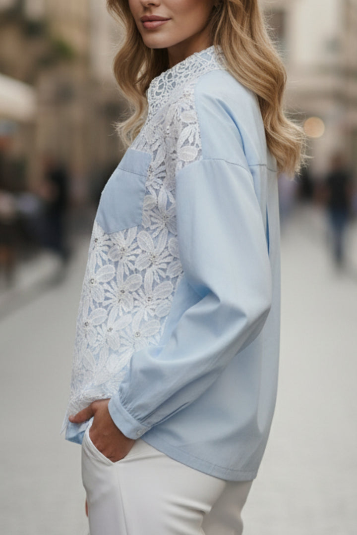 Daisy Blue Embroidered Shirt