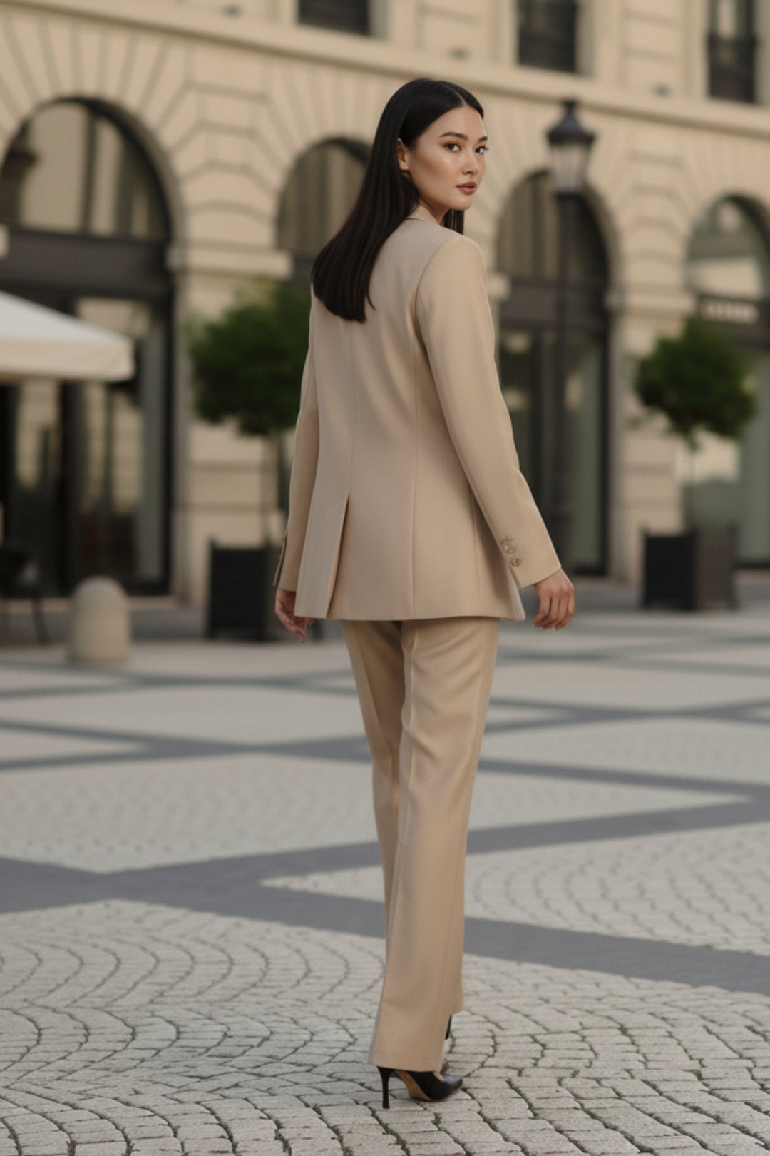 Beige Blazer and Pant Coord set