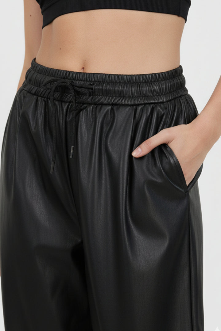 Edgy Black Faux Leather pants