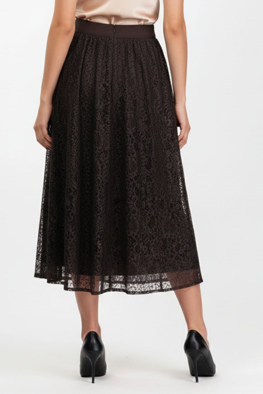 Brown Veiled Net Skirt