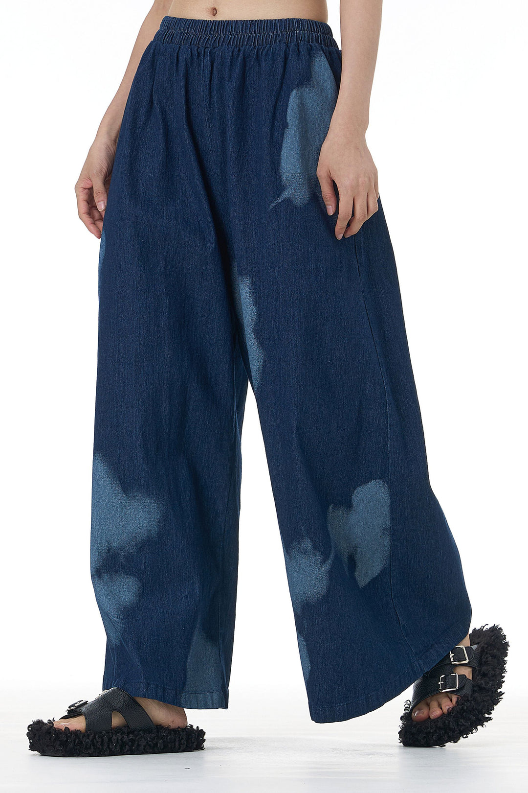 Elastic waist denim pants for women