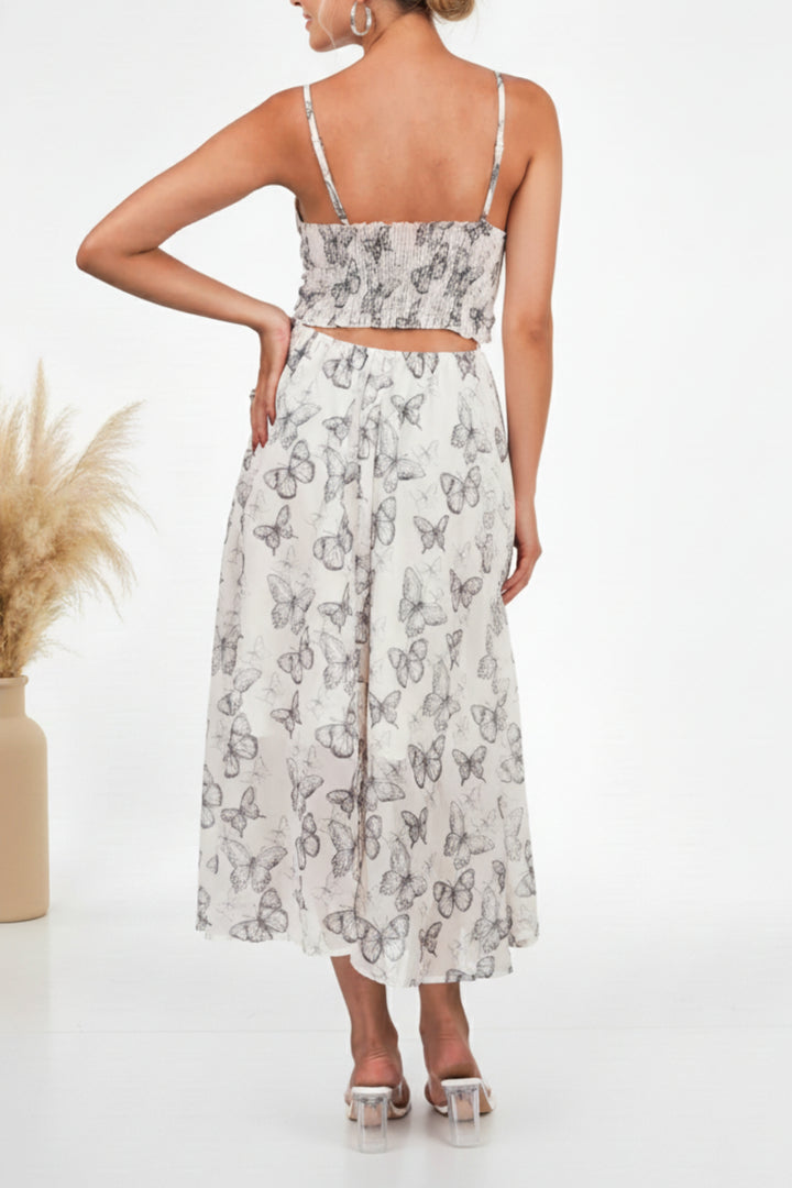 Butterfly Strappy Midi Dress