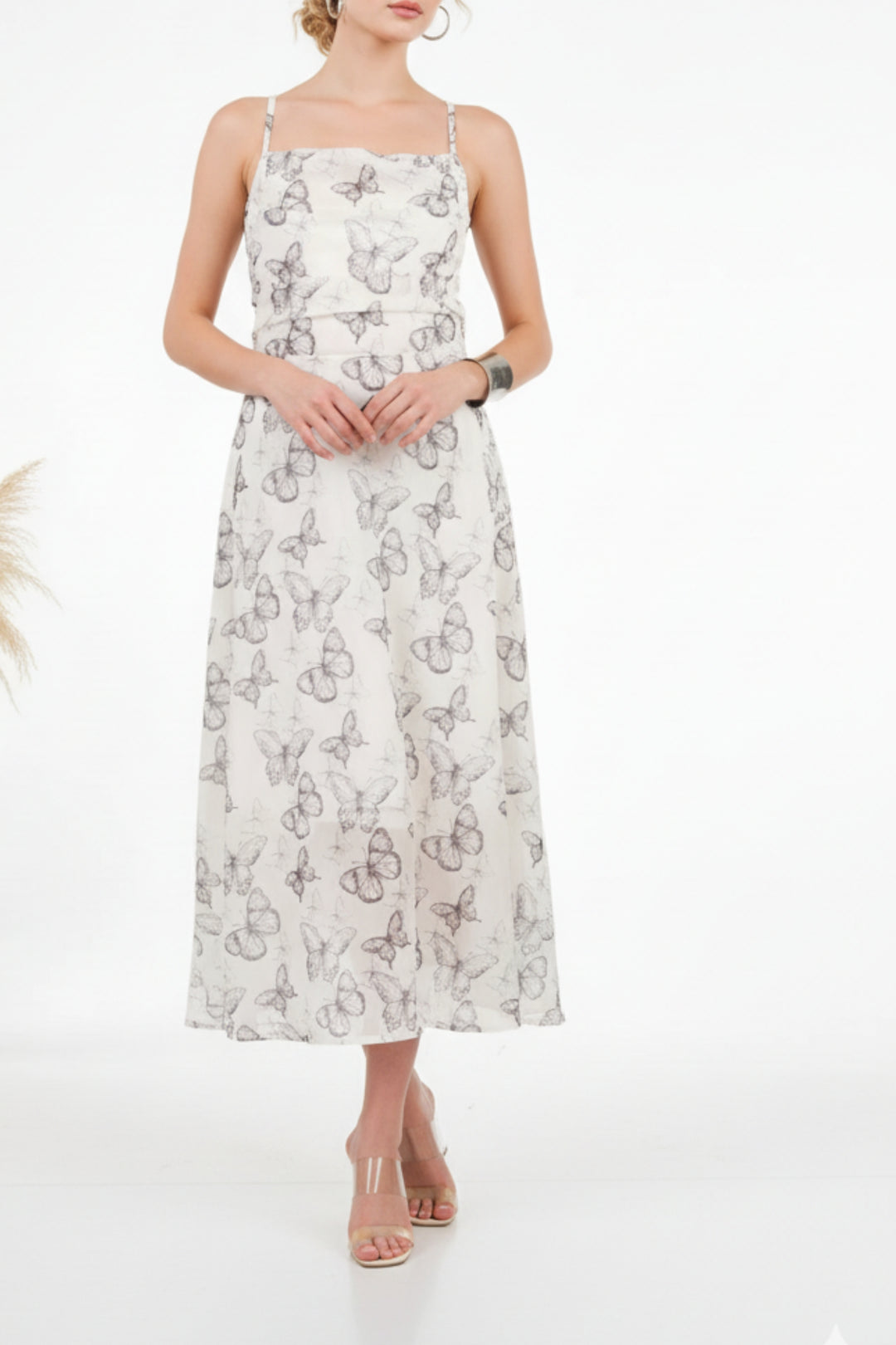 Butterfly Strappy Midi Dress