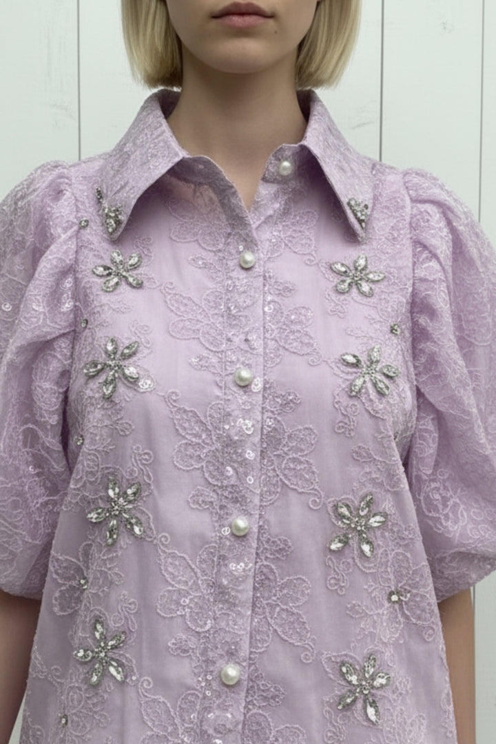 Light Mauve Embroidered Shirt